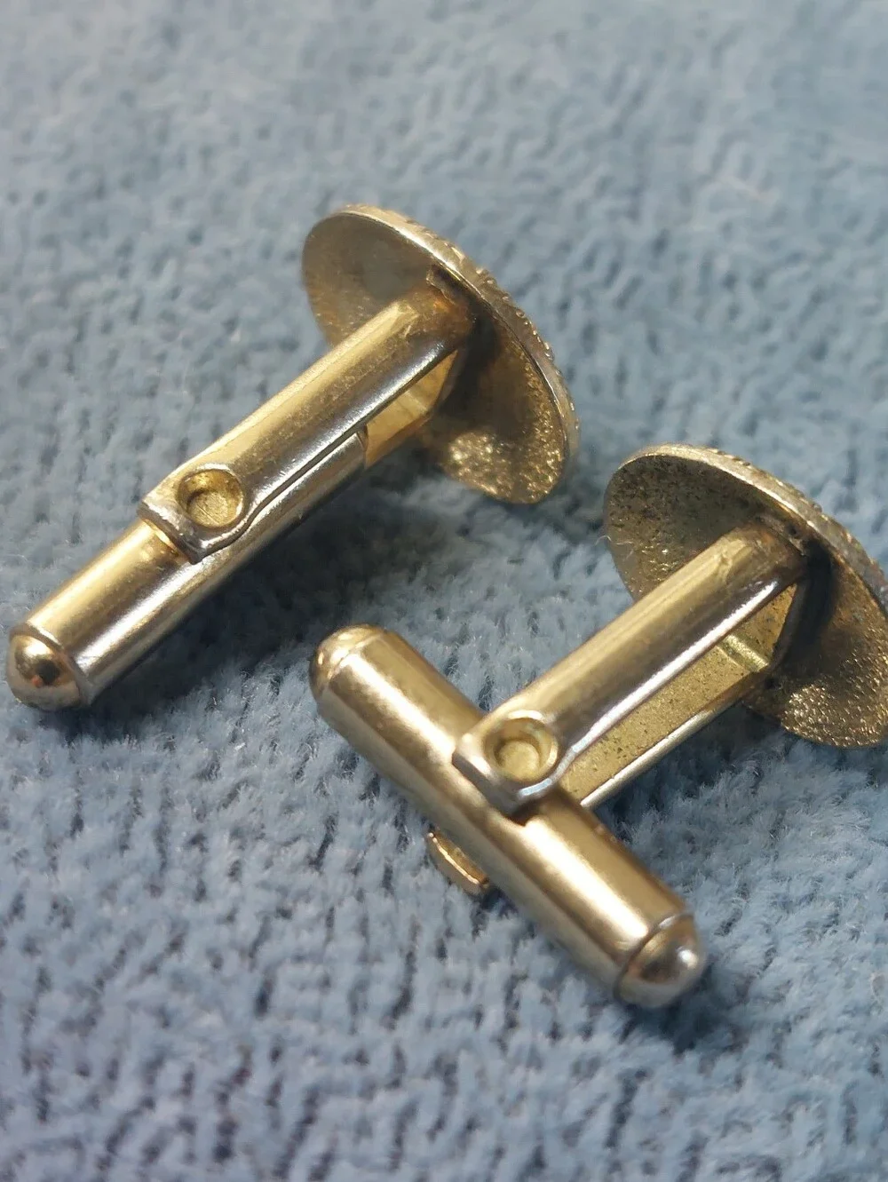 Vintage Estate Silvertone Cufflinks Lot of 2 Pairs Textured Gemstone Oval Etched